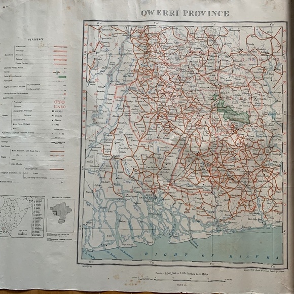 Old Nigeria Owerri Province Map - Wall Decor - Vintage - Picture 1 of 4
